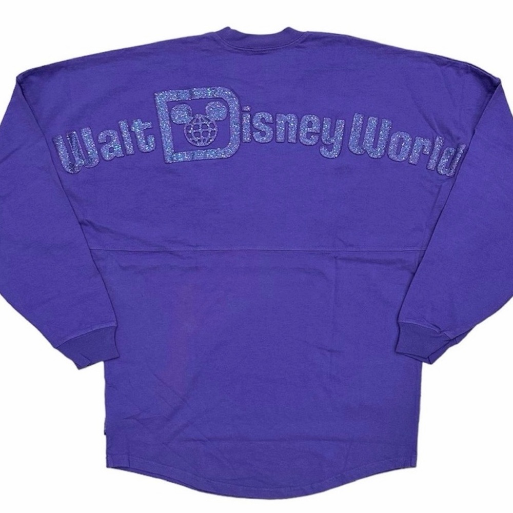 Walt Disney World Spirit Jersey Portion Purple Glitter Oversized Pullover Shirt
